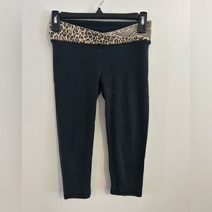 Victoria's Secret PINK Leggings Cropped Women's Black Animal Waist Print XS